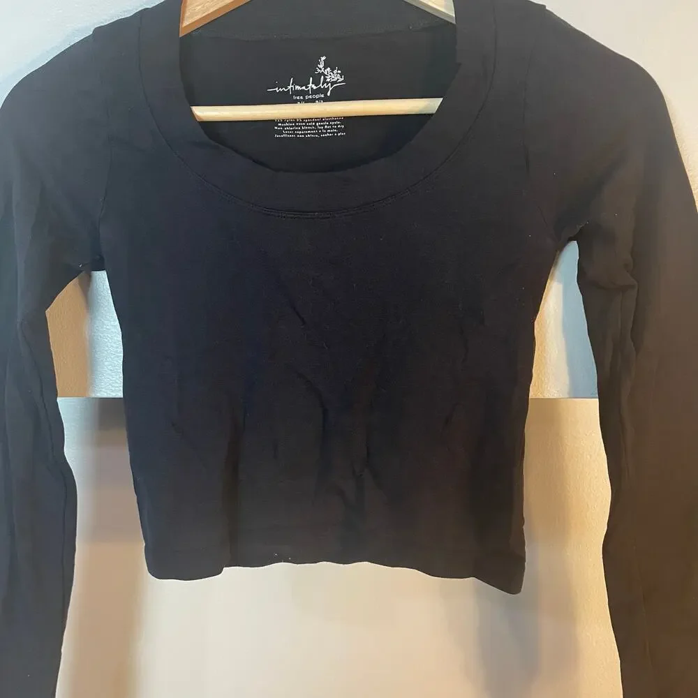 Free People REVOLVE x Intimately FP XS/S Have It All Long Sleeve In Washed Black